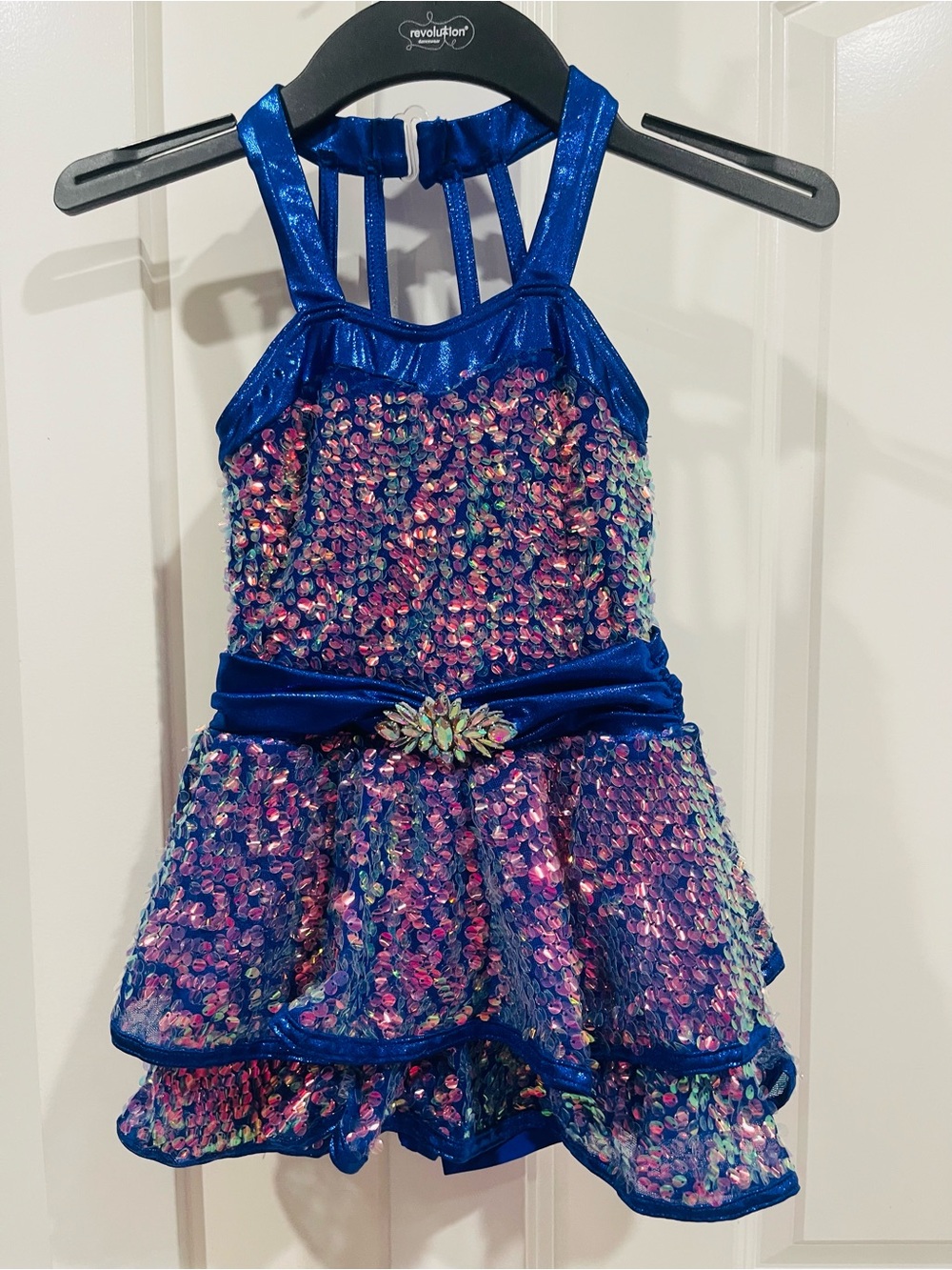 Revolution Shimmering Blue and Iridescent Sequin Dance Costume